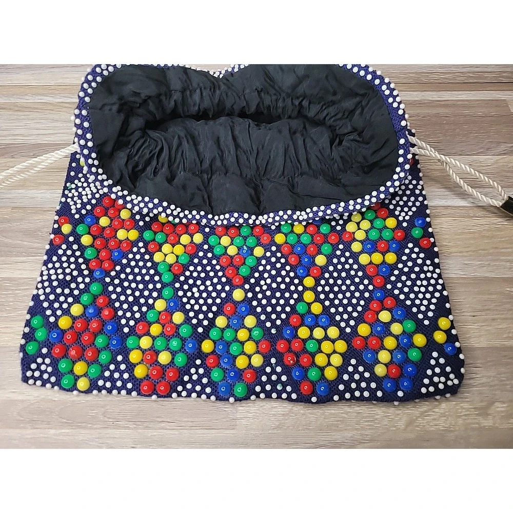 Vintage Retro Purse Candy Button Beads Multicolor Pouch Purse Festival Summer‎